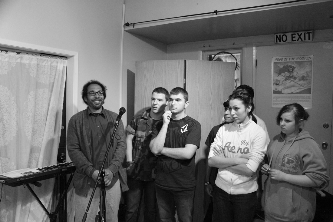 Picture of Oregon School of the Deaf students at 100th Monkey Studio performing Deaf Poetry - 2011